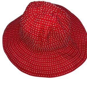 Red hat MIMCO Australia bucket hat NEW white embroidered spots